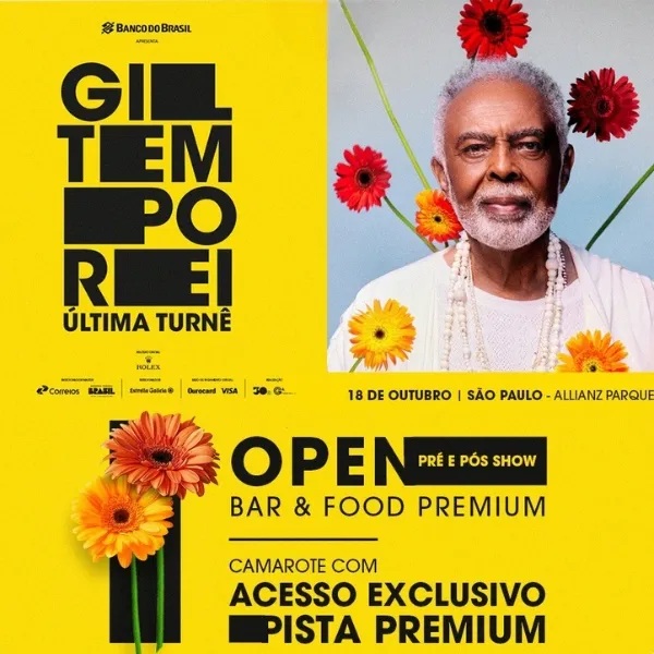 [DESCONTO] Gilberto Gil – Tempo Rei: Última Turnê | Backstage Mirante – Allianz Parque | 18/10/2025