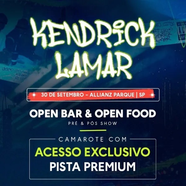 [DESCONTO] Kendrick Lamar – Grand National Tour | Backstage Mirante – Allianz Parque | 30/09/2025