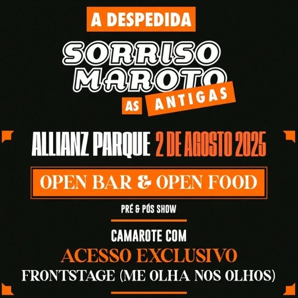 [DESCONTO] Sorriso Maroto As Antigas – A Despedida | Allianz Parque | 02/08/2025