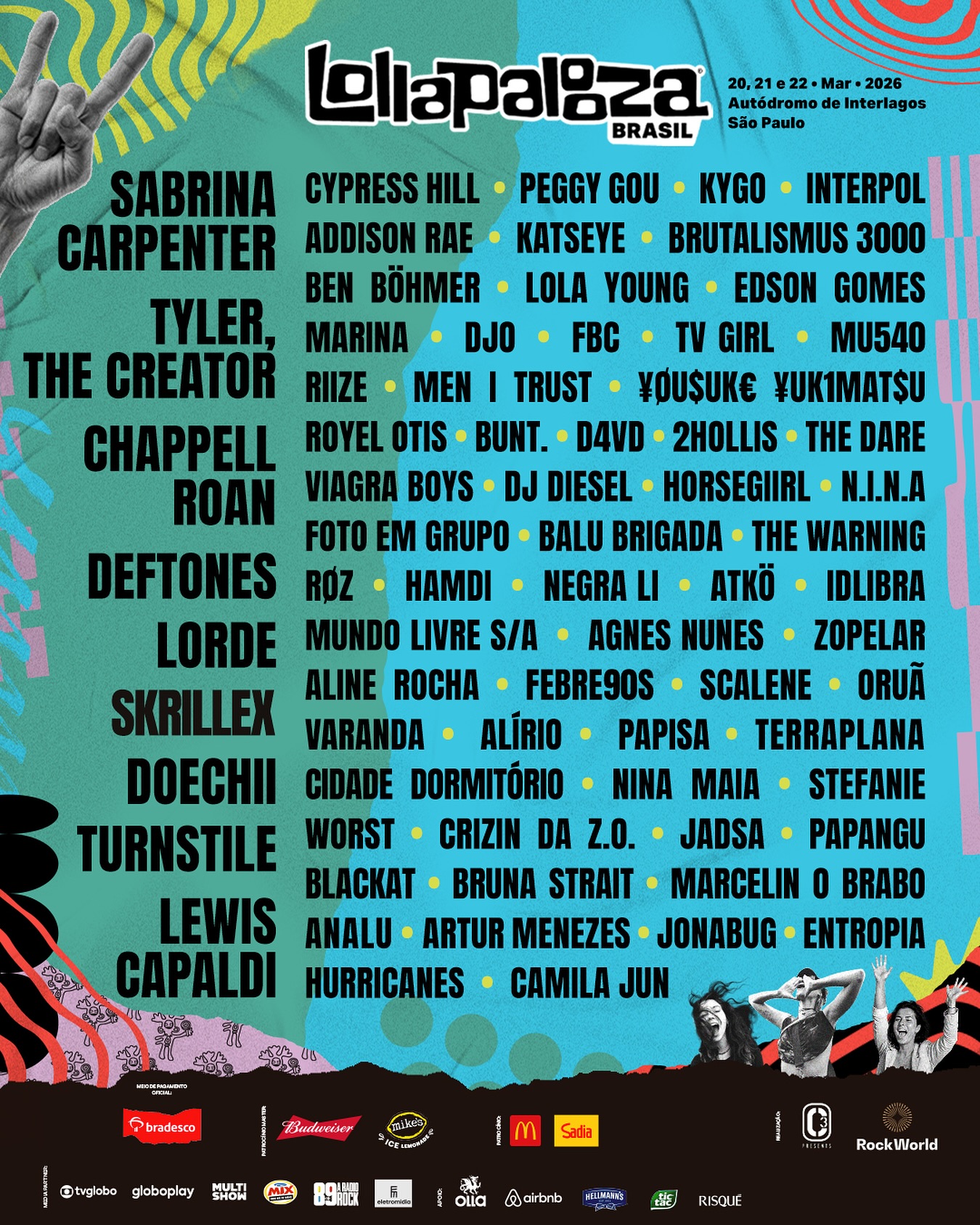 Lollapalooza Brasil 2026: line-up completo, datas, preços, categorias de ingresso e como comprar