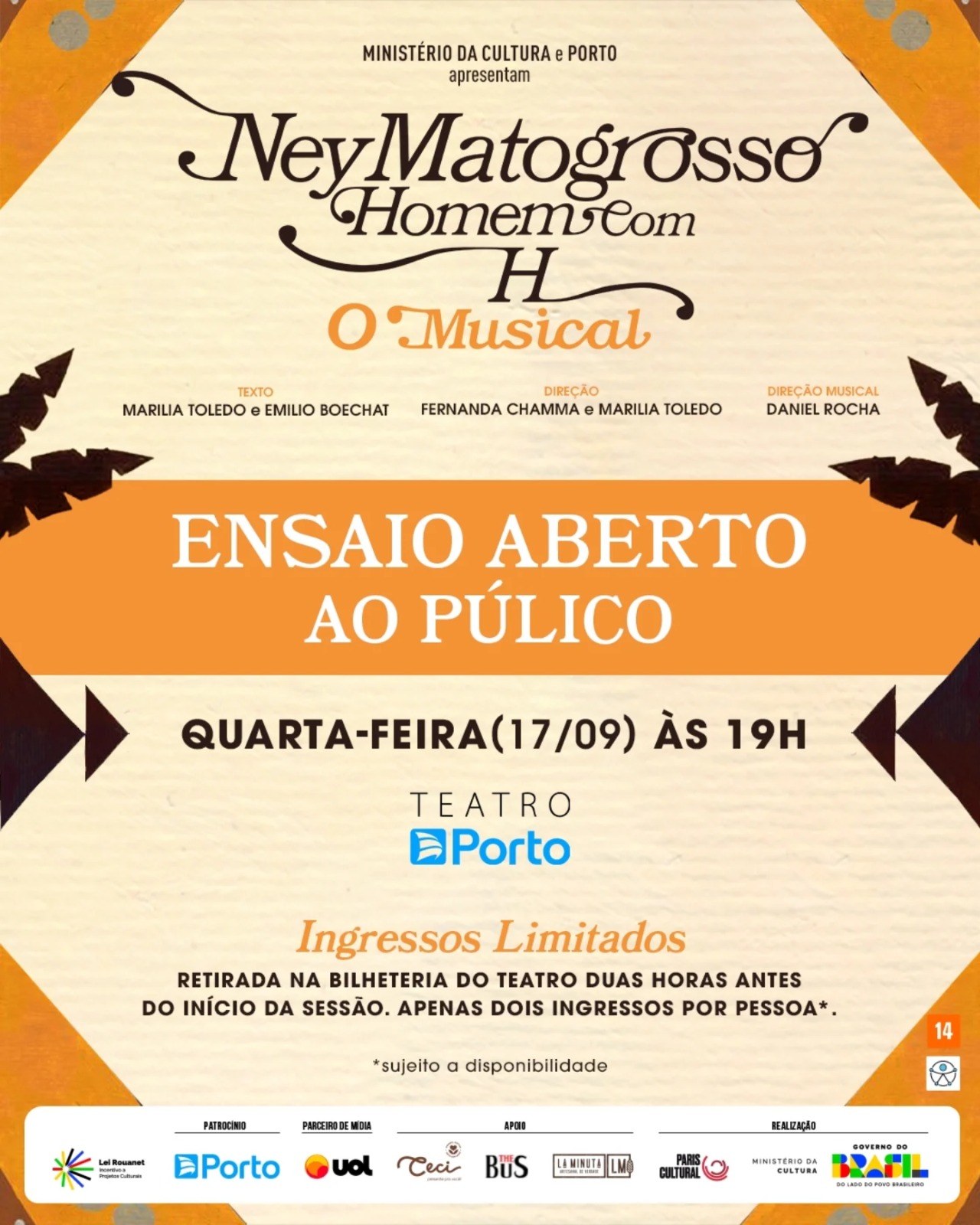 [GRÁTIS] Ney Matogrosso Homem com H – O Musical | Teatro Porto | 17/09/2025