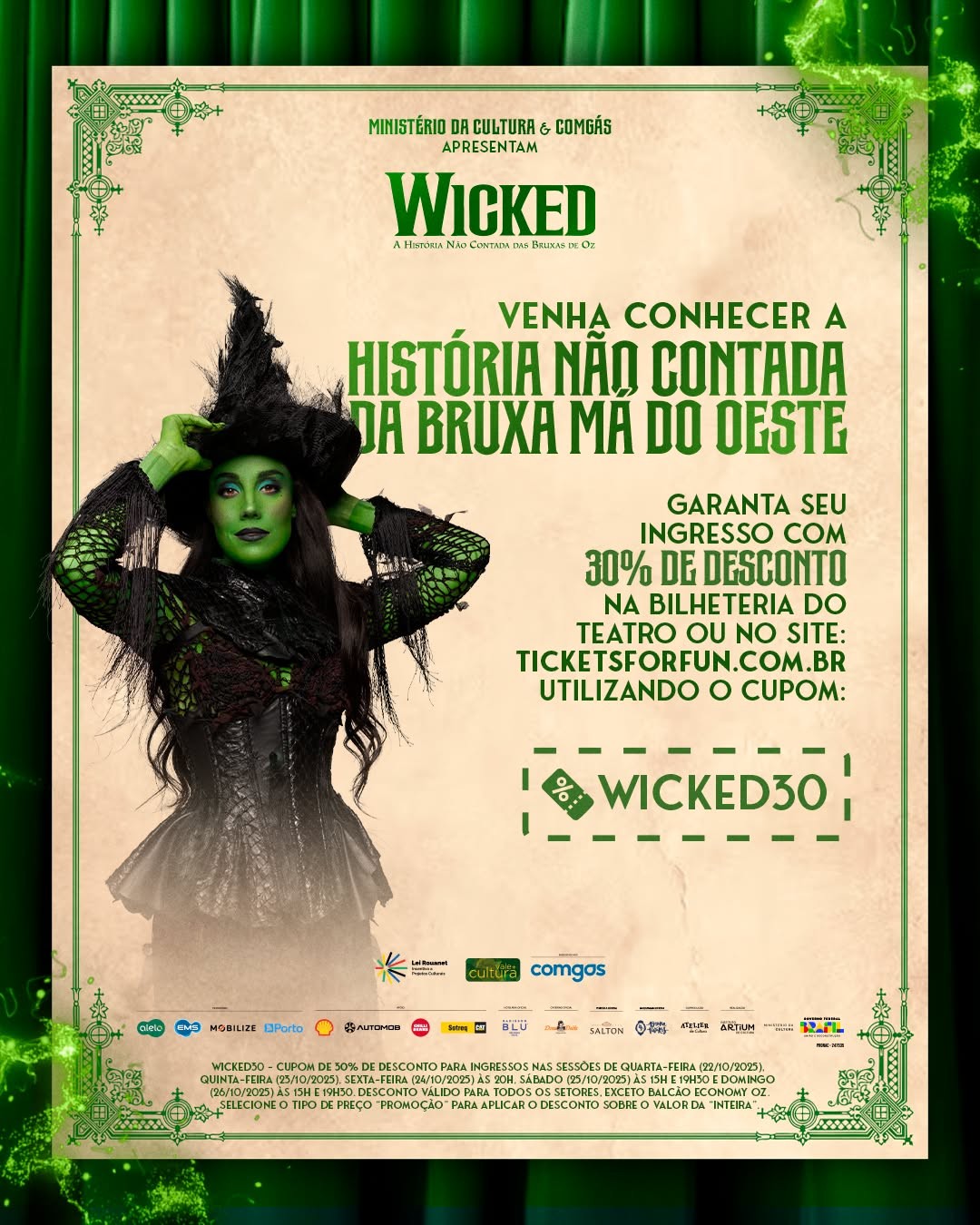 [DESCONTO] Wicked – O Musical | Teatro Renault | São Paulo | 22 a 26/10/2025