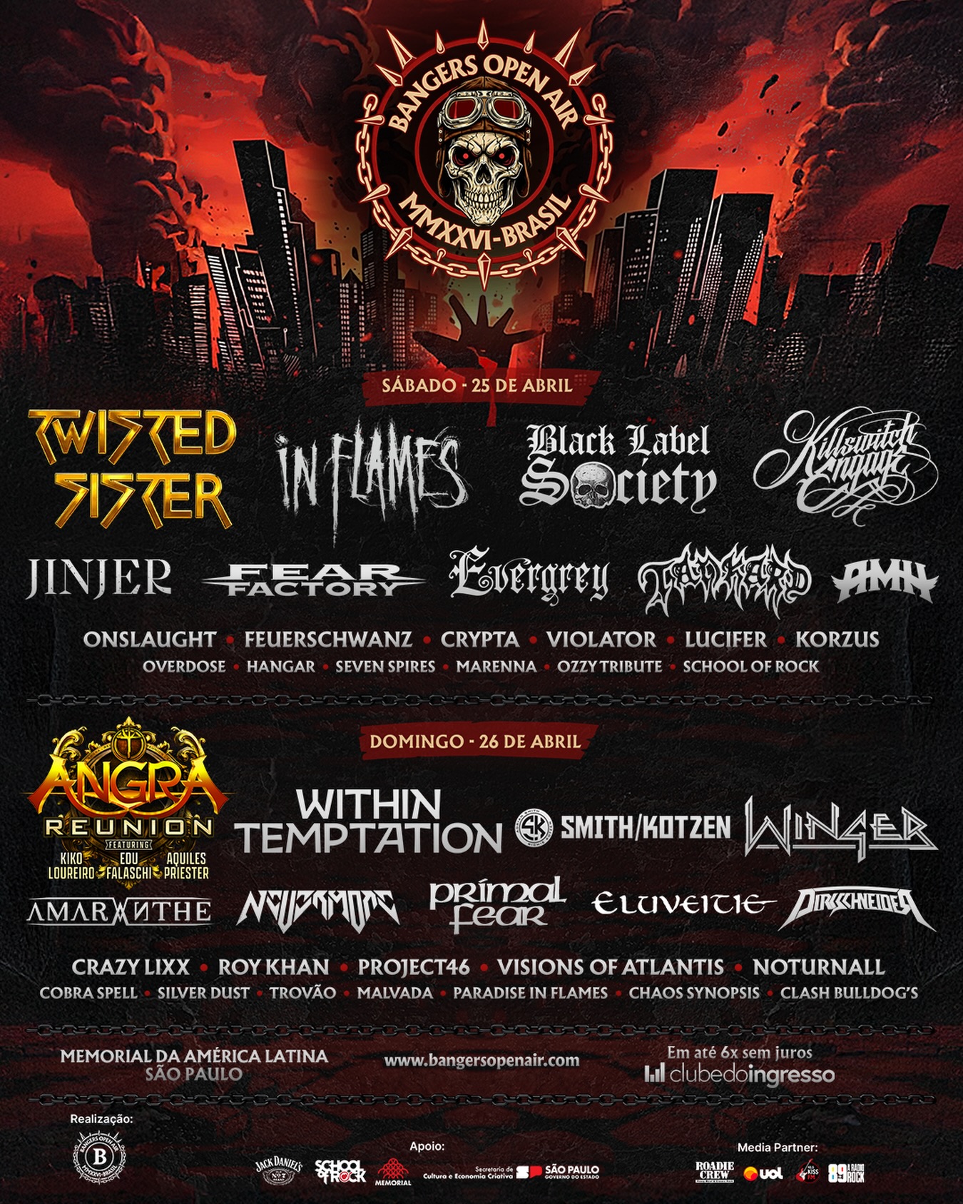 [DESCONTO] Bangers Open Air Brasil | Memorial da América Latina | 25 e 26/04/2026