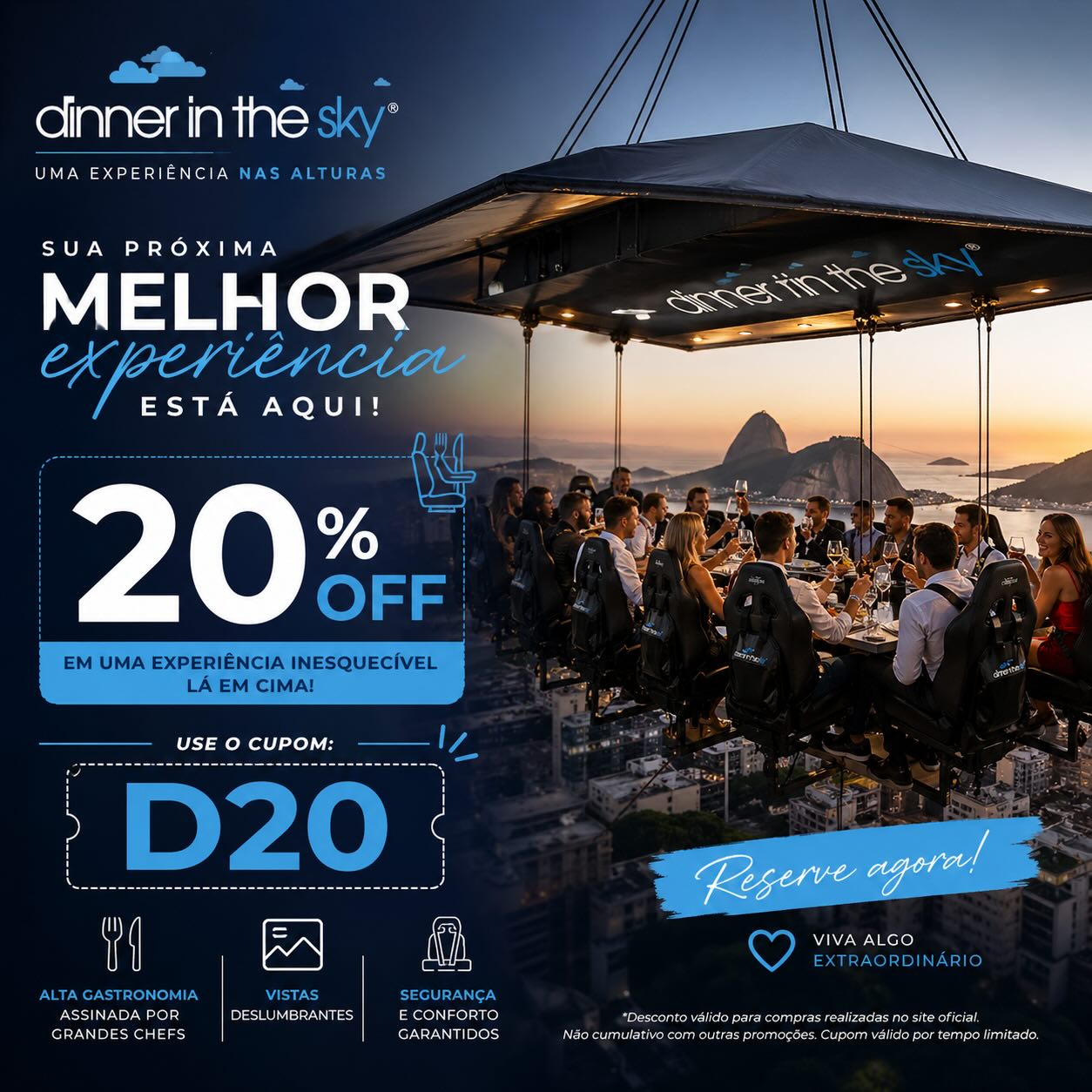 [DESCONTO] Dinner in the Sky | Parque Villa-Lobos | 2026