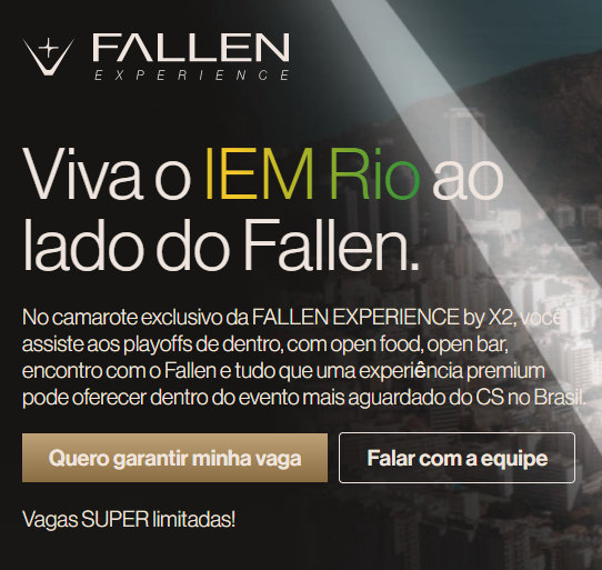 Fallen Experience IEM Rio 2026: o pacote definitivo para viver o evento com o FalleN