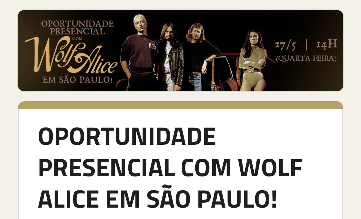 [GRÁTIS] Experiência Presencial com Wolf Alice | Osasco | 27/05/2026
